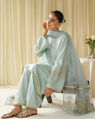 Aqua Bloom  3 pcs lawn – An Ethereal Symphony of Elegance & Grace