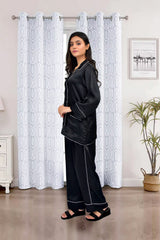 Bold Black Silk Sleepwear