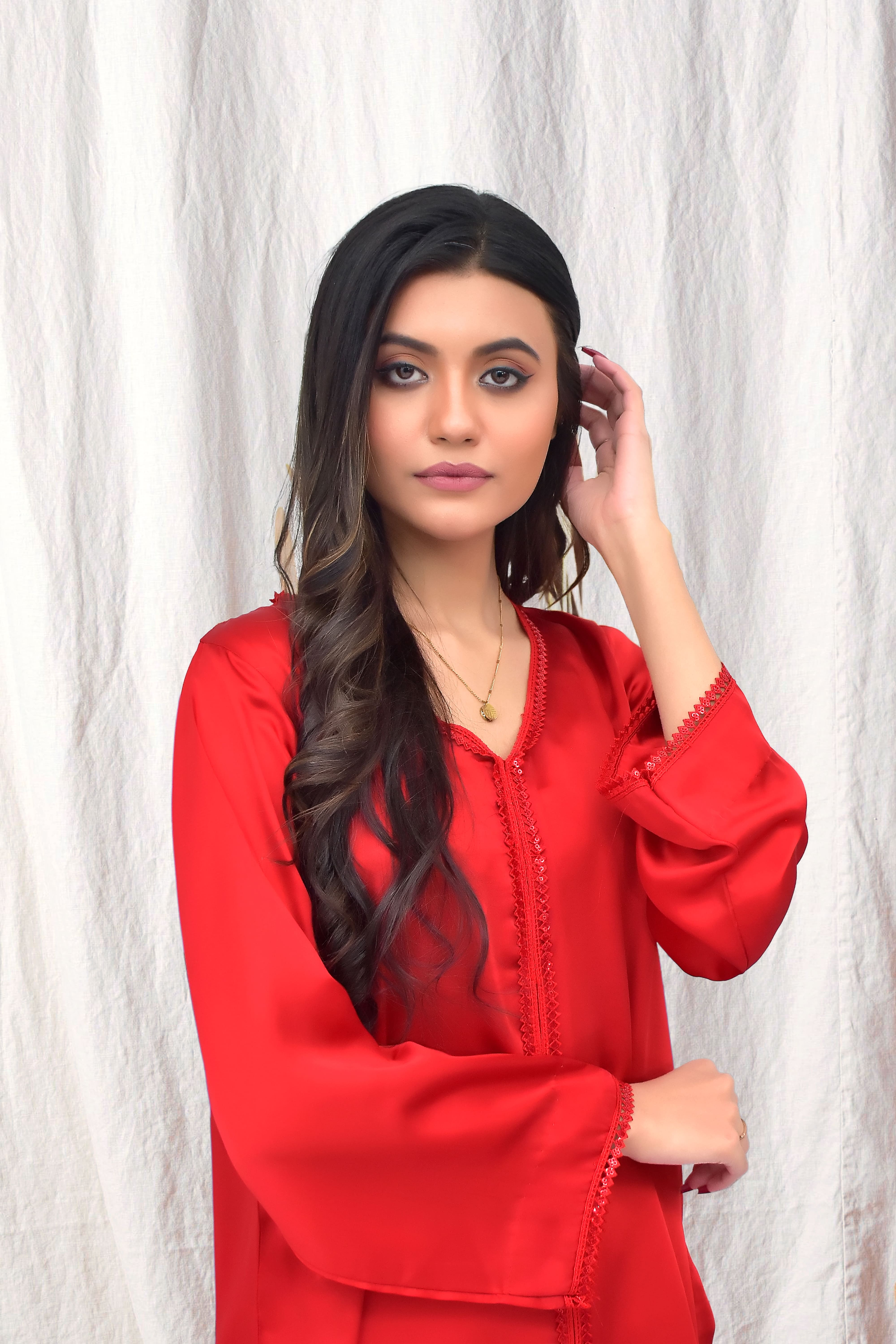 Red Velvet Satin Silk Night Wear Sleep dress